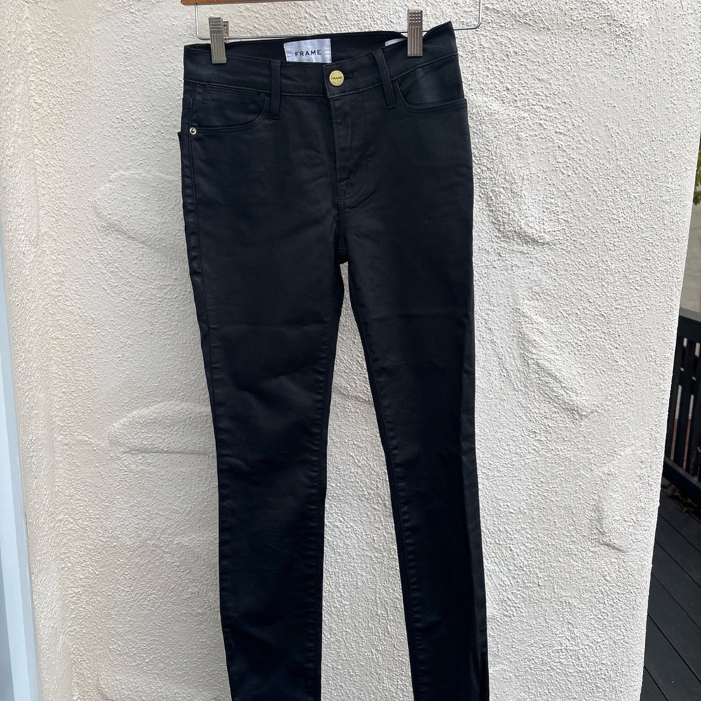 FRAME Le High Black Coated Jeans Size 23